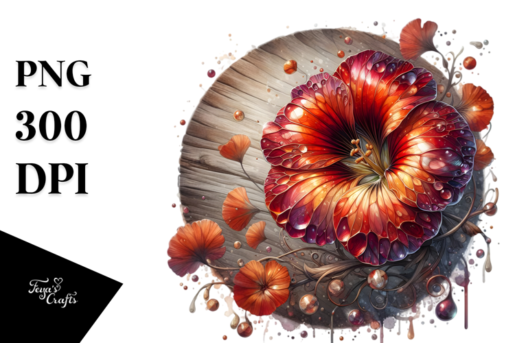 Abstract Glossy Nasturtium with Metallic Insertions |