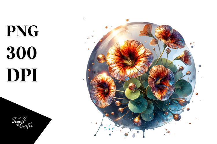 Abstract Glossy Nasturtium with Metallic Insertions |