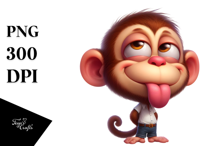 Whimsical Monkey with Sarcastic Expression PNG