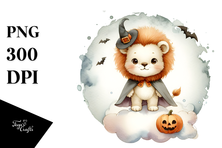 Cute Baby Lion, Halloween Theme, PNG