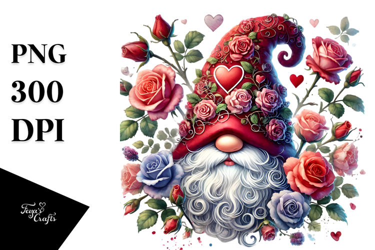 Detailed Valentine Gnome with Heart PNG