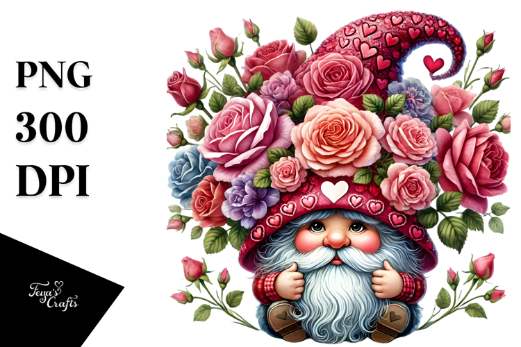 Detailed Valentines Gnome PNG