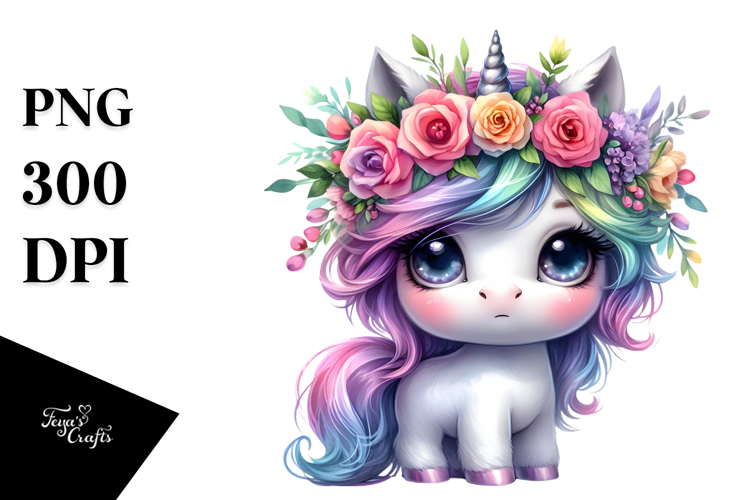Vibrant Cute Baby Unicorn PNG