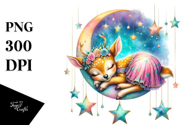 Whimsical Deer Baby Clipart