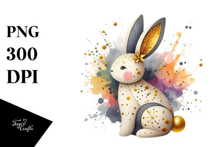 Colorful Wooden Bunny PNG