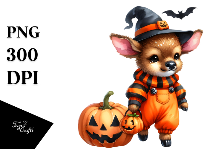 Cute Baby Elk Halloween Scene | Sublimation | Clipart.