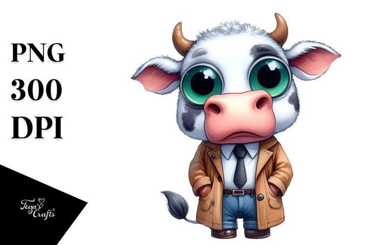 Expressive Cow with Phishing Road Attire