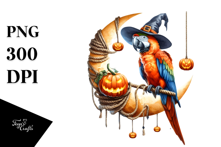 Macaw Halloween Night PNG