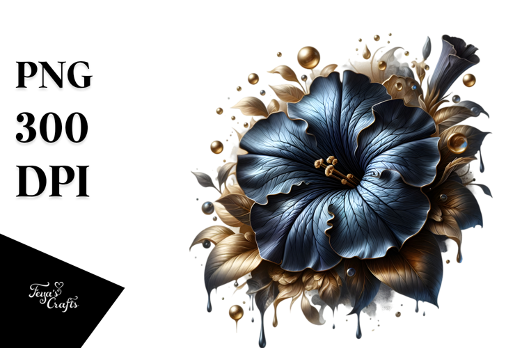 Glossy Petunia with Golden Insertions | Sublimation |