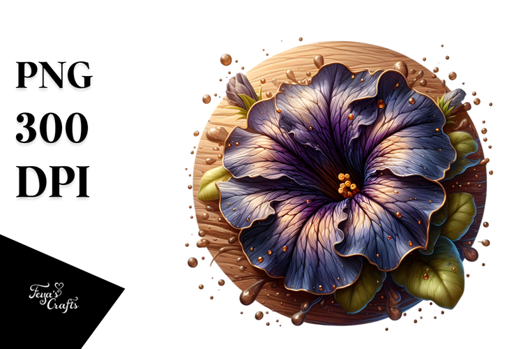 Glossy Petunia with Golden Insertions | Sublimation |