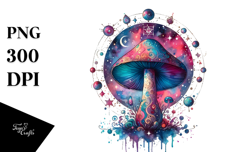 Vibrant Celestial Mushroom PNG
