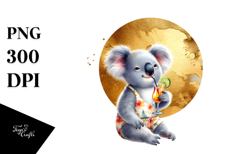Koala in Beachwear, High-Res PNG