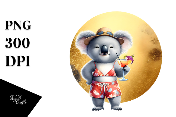 Koala in Beachwear, High-Res PNG