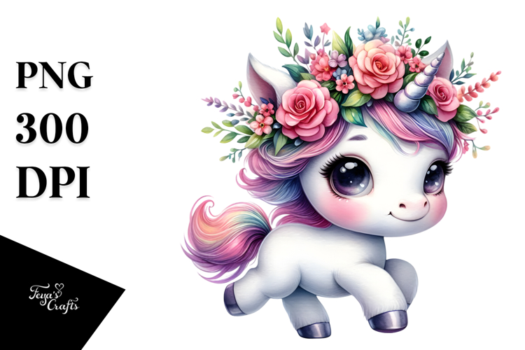 Vibrant Baby Unicorn Running PNG