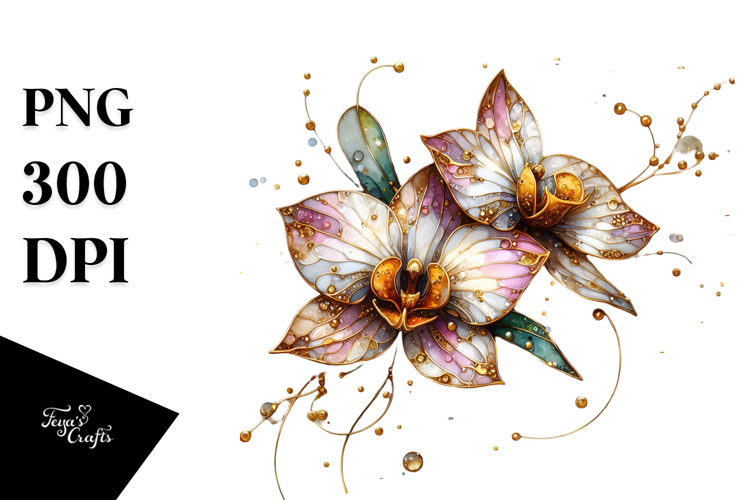 Shiny Orchid with Golden Inserts, Transparent PNG