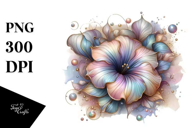 Glossy Shiny Pastel Petunia with Golden Insertions |