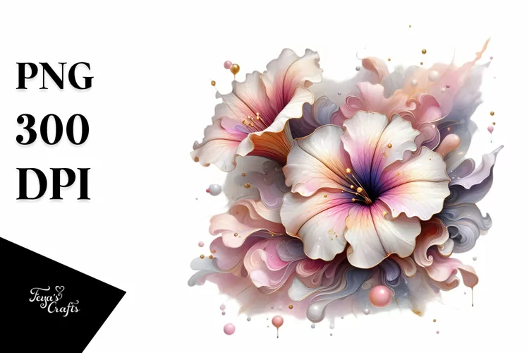 Glossy Shiny Pastel Petunia with Golden Insertions |