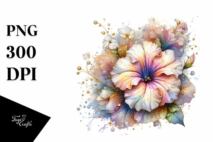Glossy Shiny Pastel Petunia with Golden Insertions |