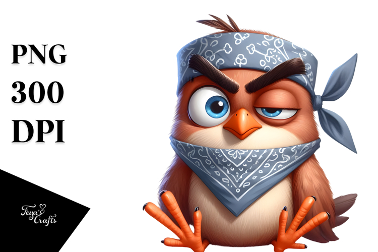 Goofy Bird with Bandana PNG