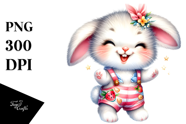 Cute Baby Bunny Dressed for Beach PNG