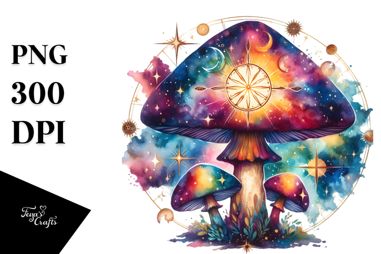Vibrant Celestial Mushroom PNG