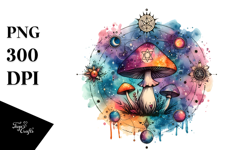 Vibrant Celestial Mushroom PNG