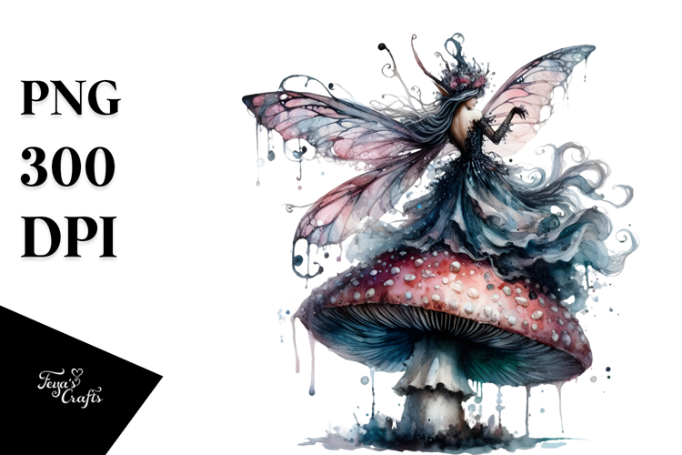 Gothic Fairy on the Moon PNG