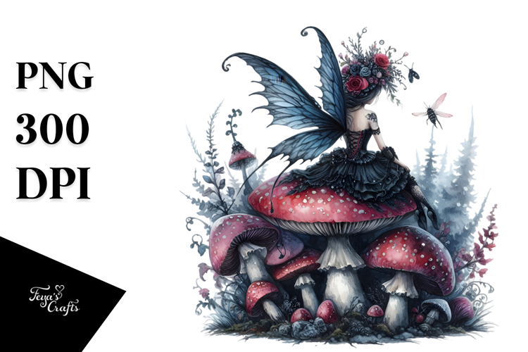 Gothic Fairy on the Moon PNG