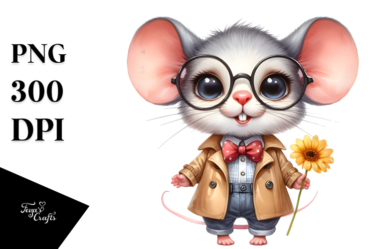 Standing Baby Mouse in Raincoat | Sublimation | Clipart
