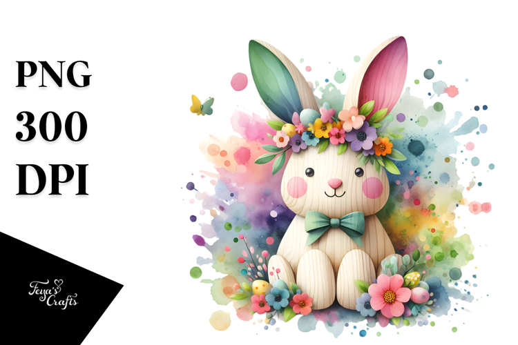 Colorful Wooden Bunny PNG