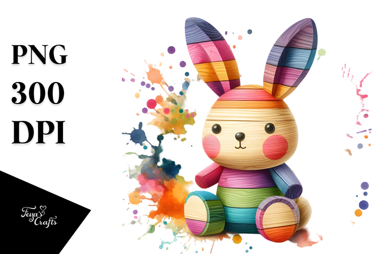 Colorful Wooden Bunny PNG
