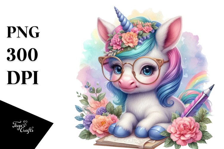 Baby Unicorn with Writers es, Sublimation PNG