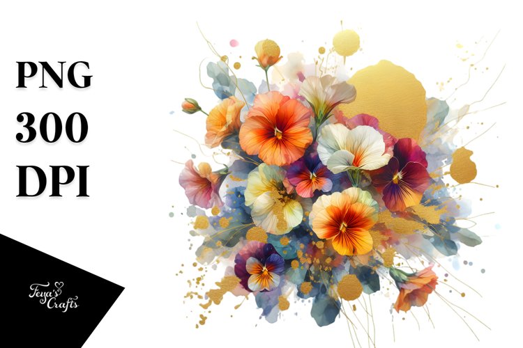 Vibrant Abstract Watercolor Bouquet example image 1