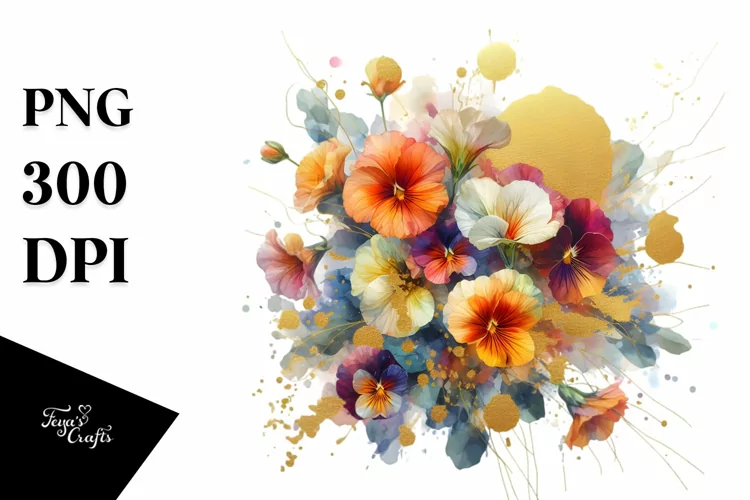 Vibrant Abstract Watercolor Bouquet