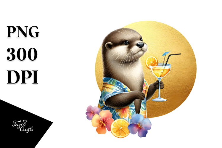 Otter in Beachwear, High-Res PNG