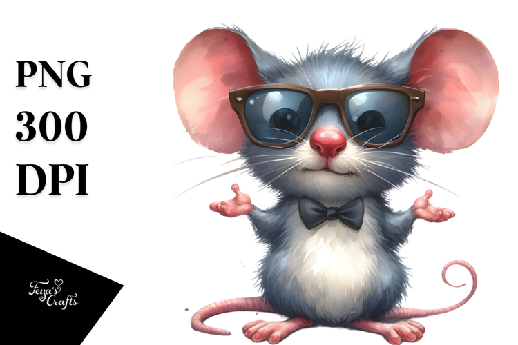 Watercolor Mouse Sunglasses Clipart
