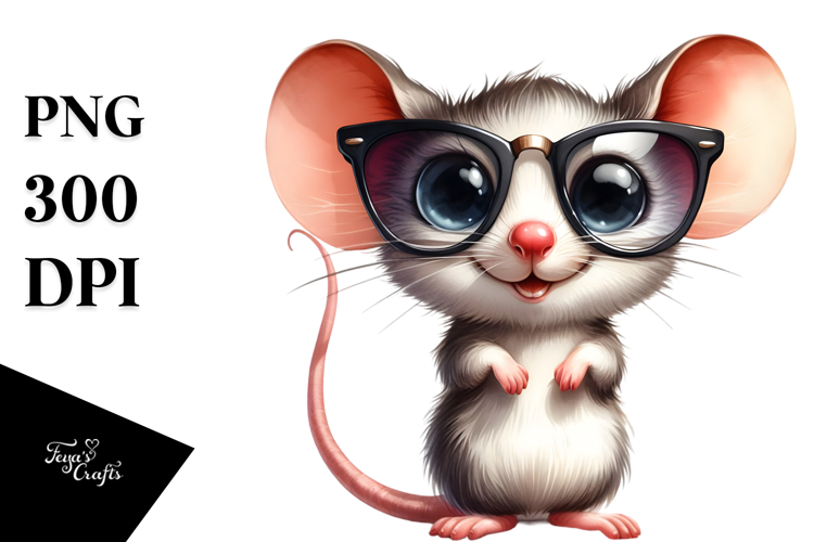 Watercolor Mouse Sunglasses Clipart