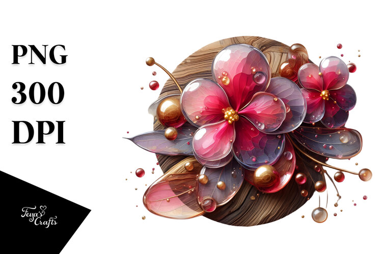 Abstract Impatiens with Glossy Finish, Artistic PNG example image 1