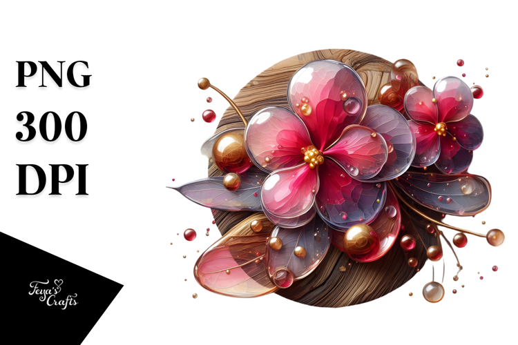 Abstract Impatiens with Glossy Finish, Artistic PNG