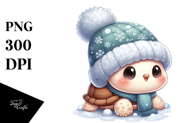 Cute Winter Turtle PNG