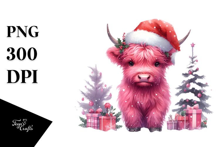 Cute Pink Highland Cow PNG