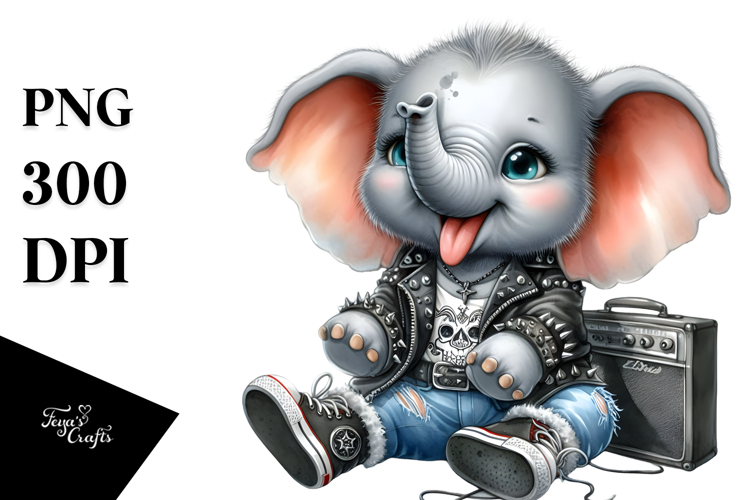 Cute Baby Elephant Rocker PNG
