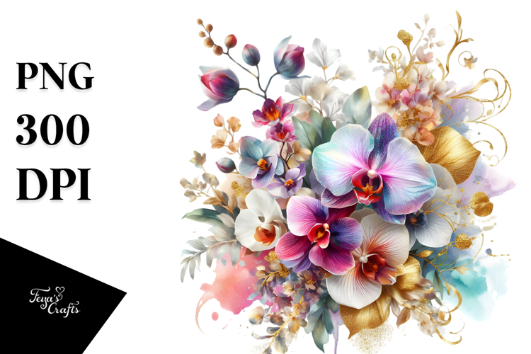 Colorful Abstract Bouquet Gold Foil