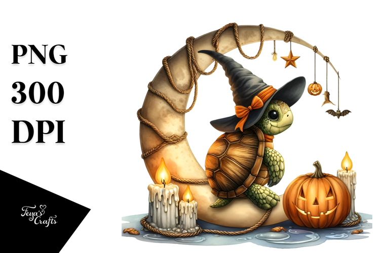 Turtle Dressed for Halloween, High-Res PNG
