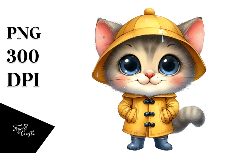 Watercolor Baby Cat Hat Clipart