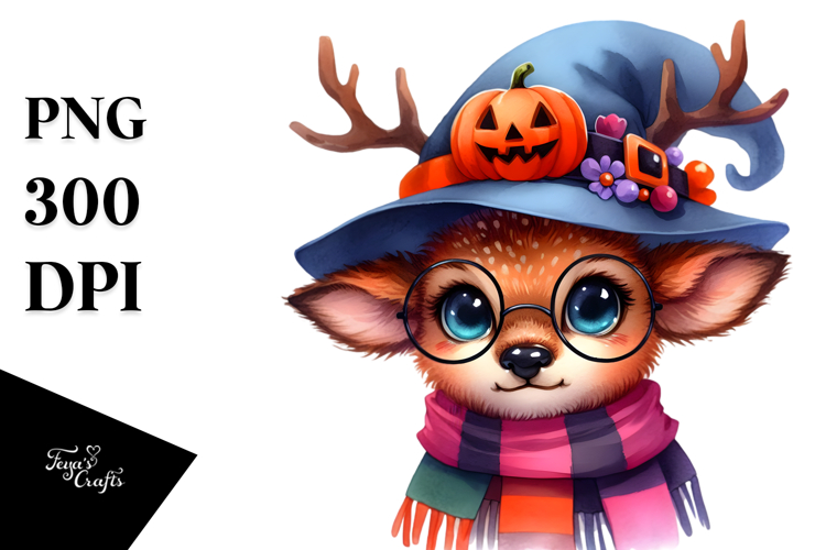 Vibrant Drawing of Cute Baby Elk for Halloween | Sublimation