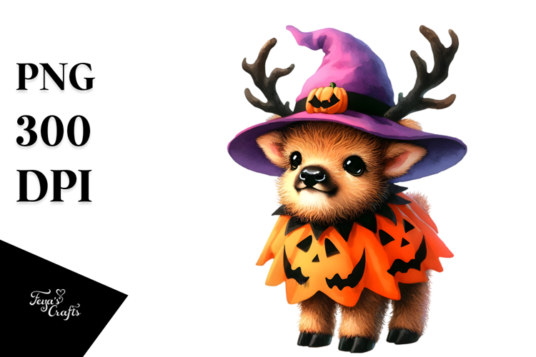 Vibrant Drawing of Cute Baby Elk for Halloween | Sublimation