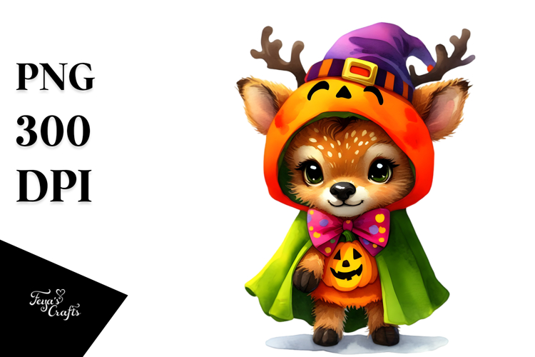 Vibrant Drawing of Cute Baby Elk for Halloween | Sublimation