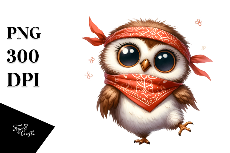 Expressive Owl with Bandana PNG