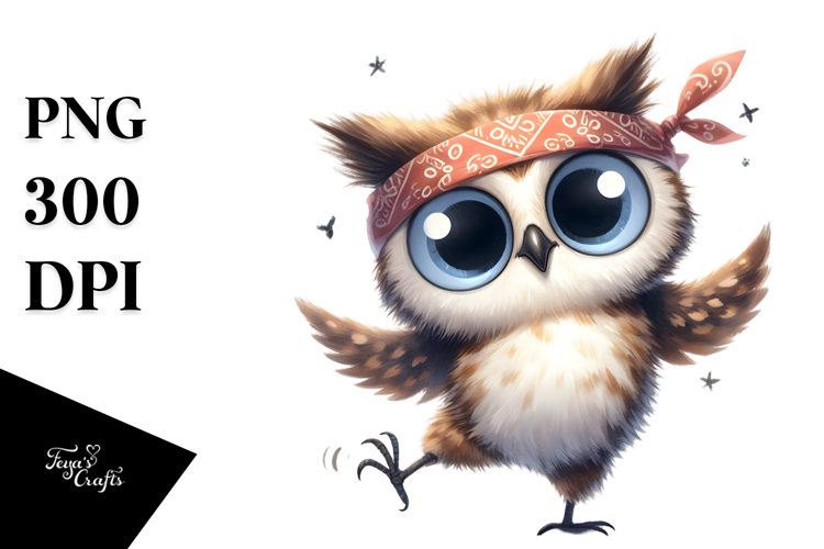 Expressive Owl with Bandana PNG